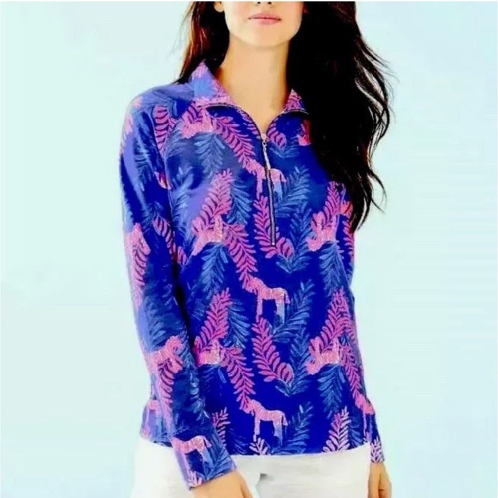 Lilly Pulitzer UPF 50+ Skipper Popover Royal Purple Dazzle Women's Size XS Beach